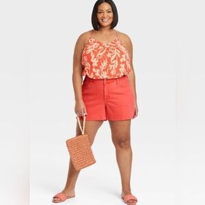 Ava & Viv sz 22W High-rise stretch denim jean shorts in Tiger Lily